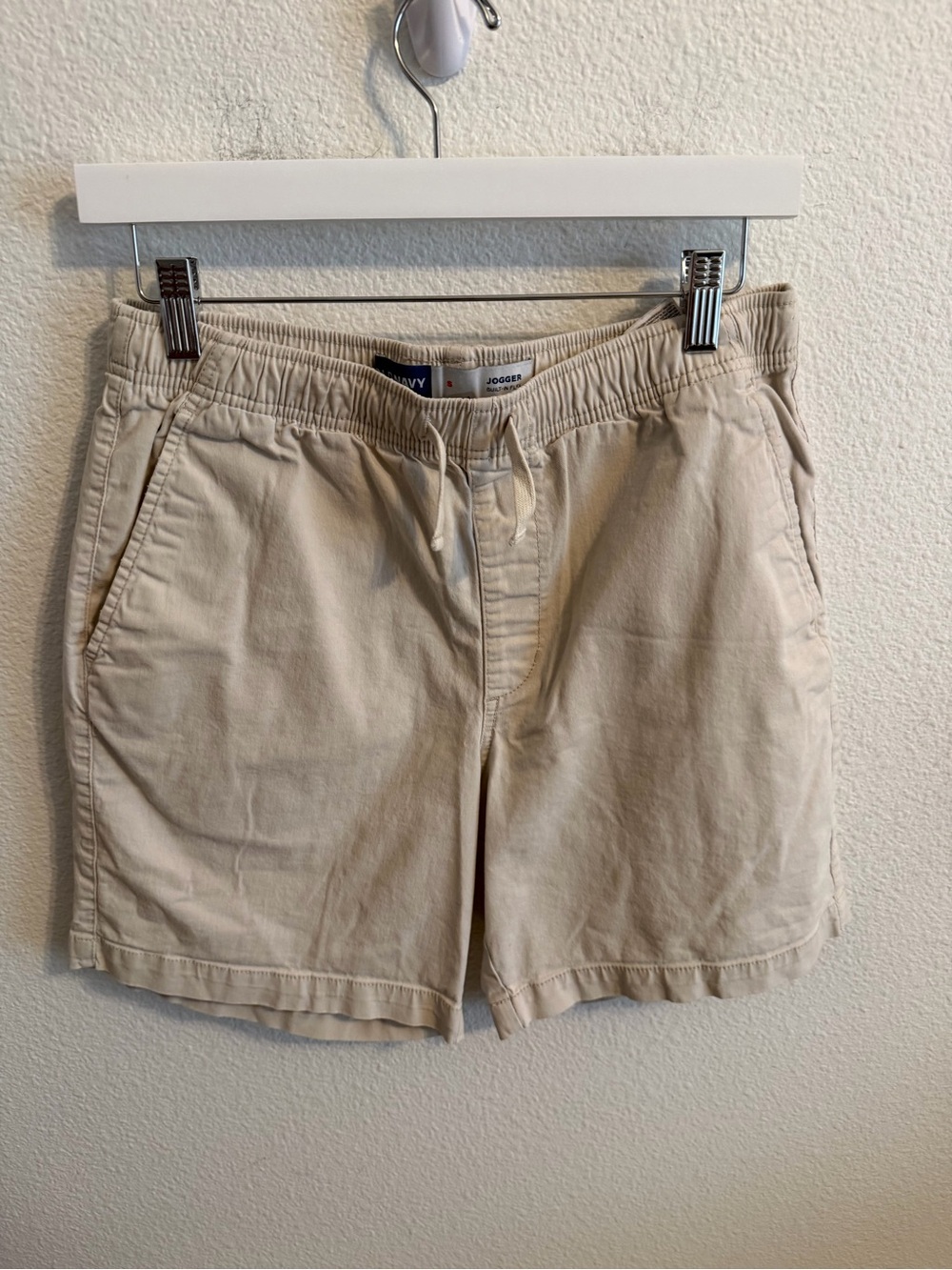Old Navy Men's Light Beige Elastic Waist Shorts